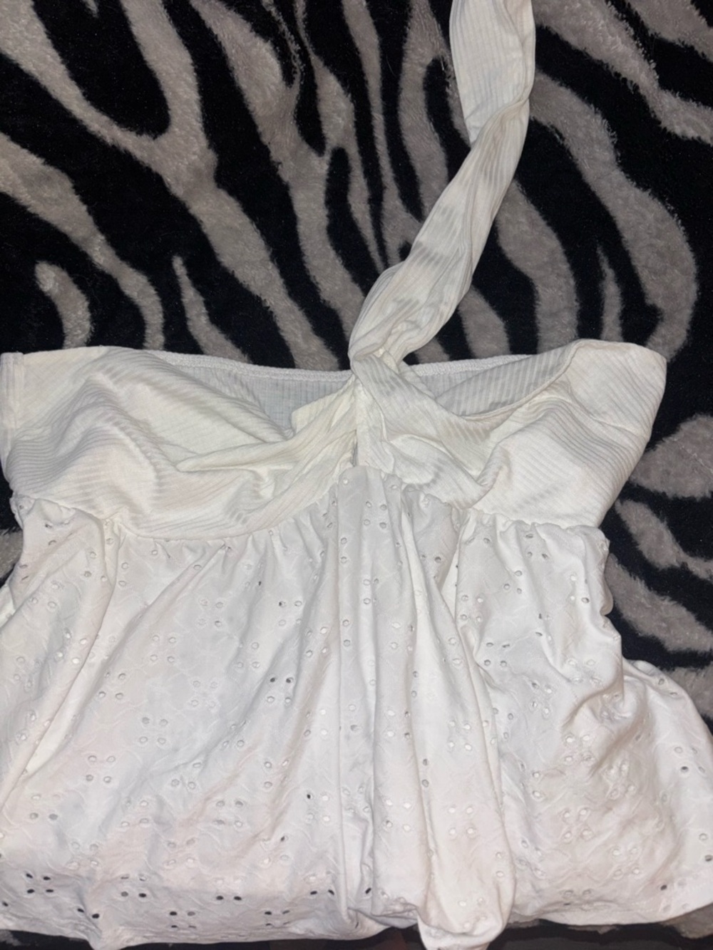 White Shein  Eyelet Halter Top